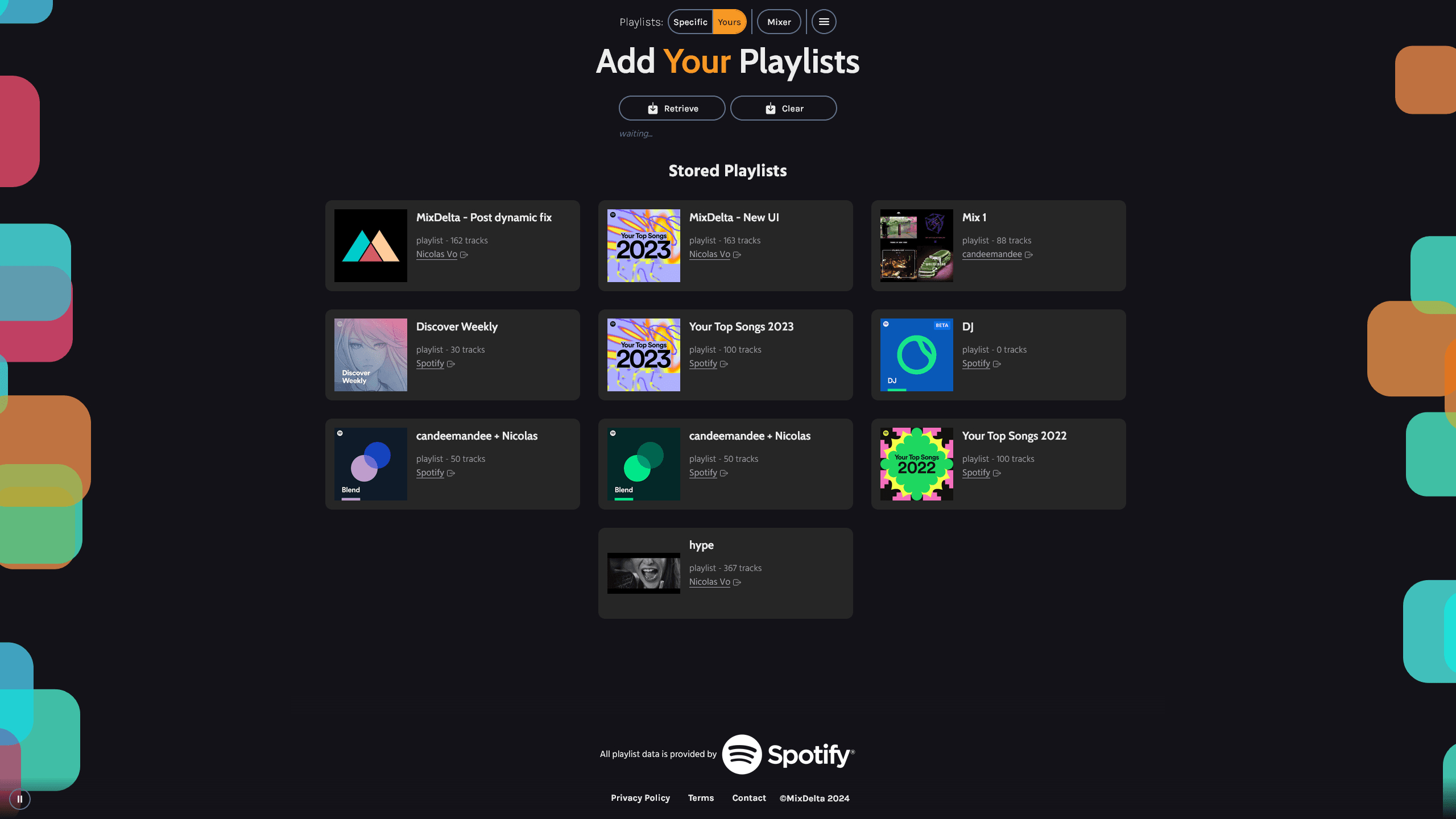The playlist adding dialogue